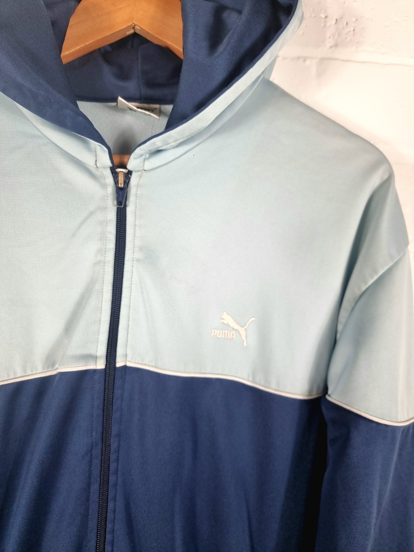 Puma 1980s Vintage Hooded Track Jacket Medium