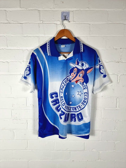 Cruzeiro 1990s Graphic Print Bootleg Football Shirt Small