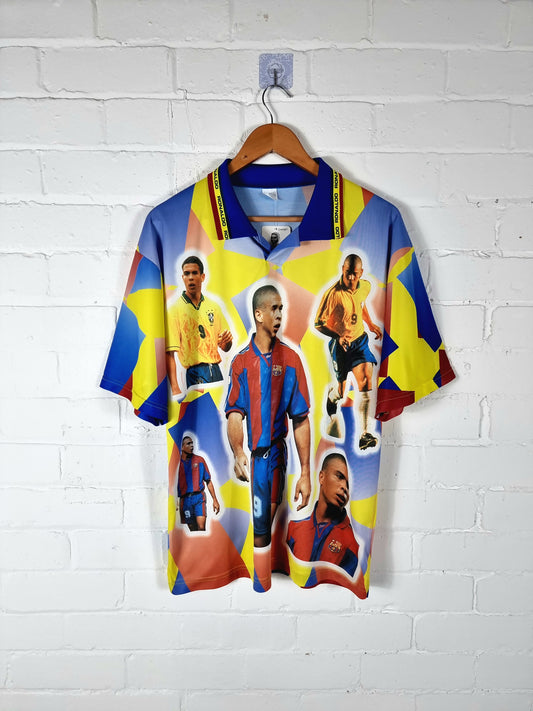 Barcelona 1996/97 Bootleg Ronaldo Graphic Print Football Shirt XL