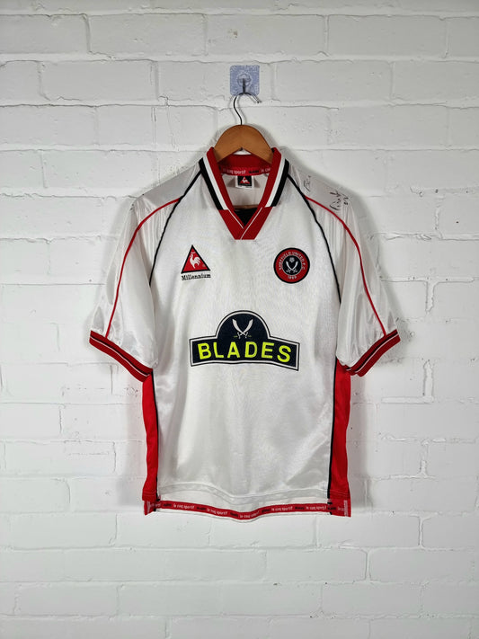 Le Coq Sportif Sheffield United 1999/00 Signed Away Shirt Small