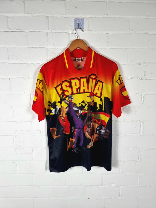 Looney Tunes Spain 1998 Graphic Football Shirt Medium