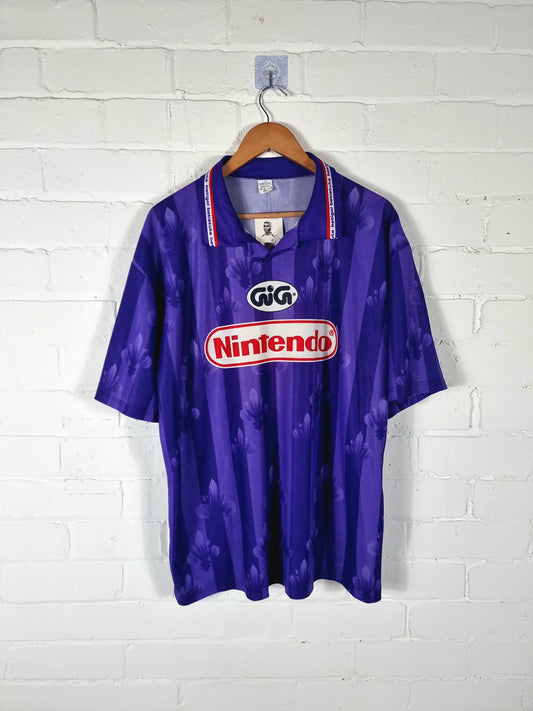 Fiorentina 1997/98 Bootleg Batistuta Graphic Print Football Shirt XXL