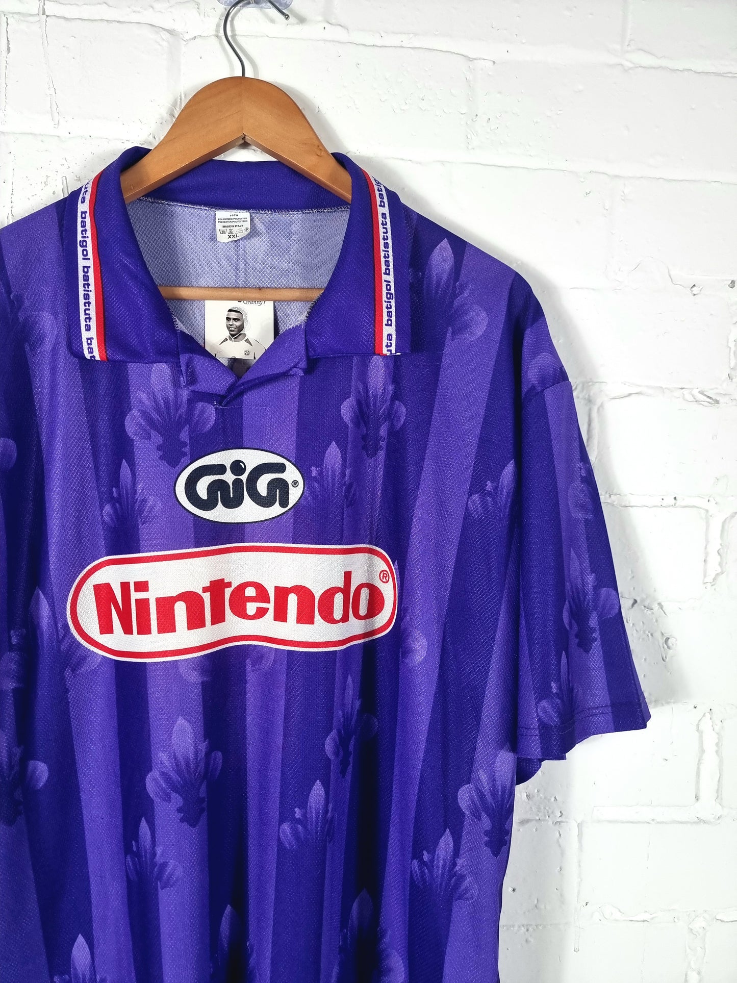 Fiorentina 1997/98 Bootleg Batistuta Graphic Print Football Shirt XXL
