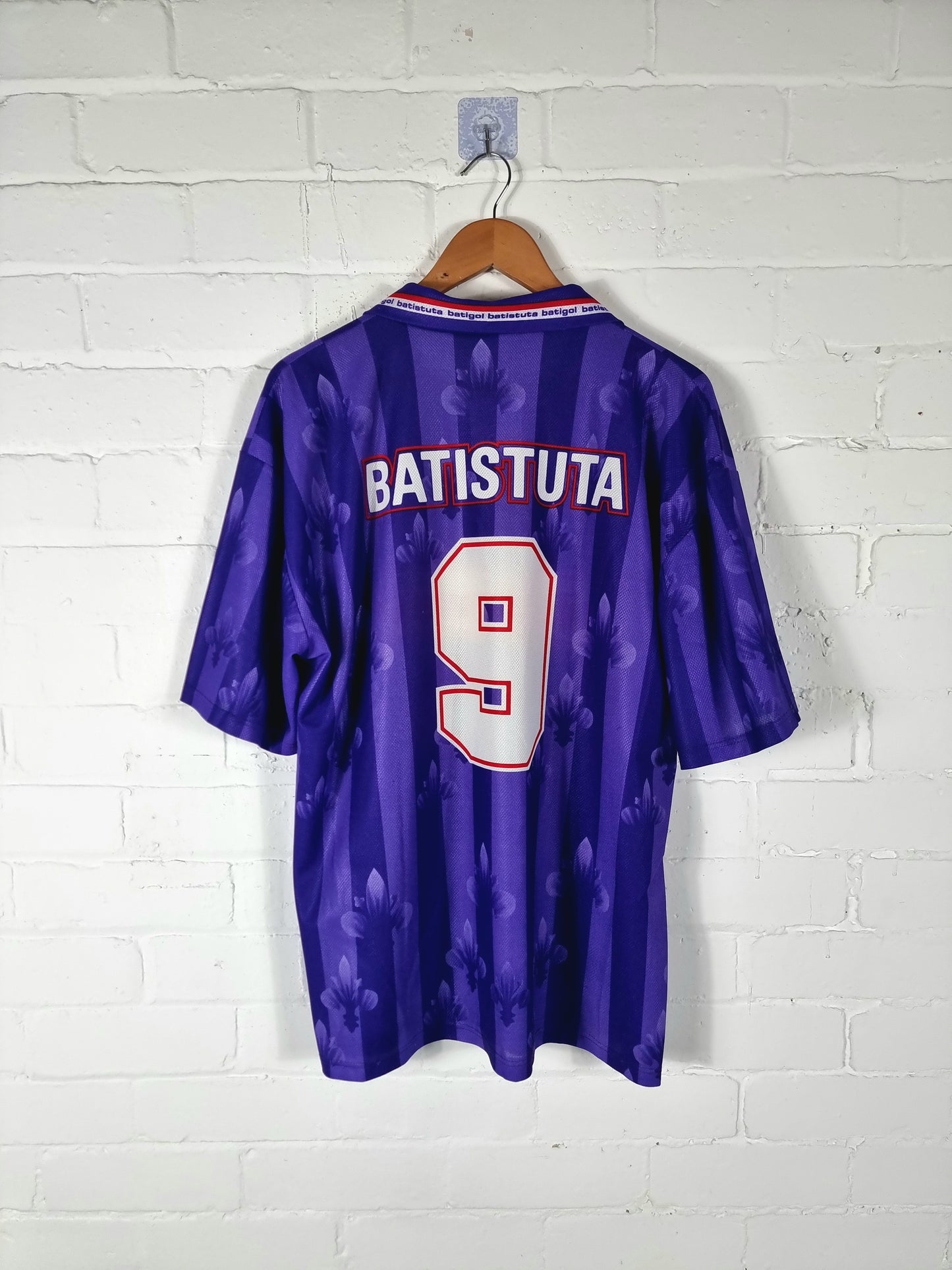 Fiorentina 1997/98 Bootleg Batistuta Graphic Print Football Shirt XXL