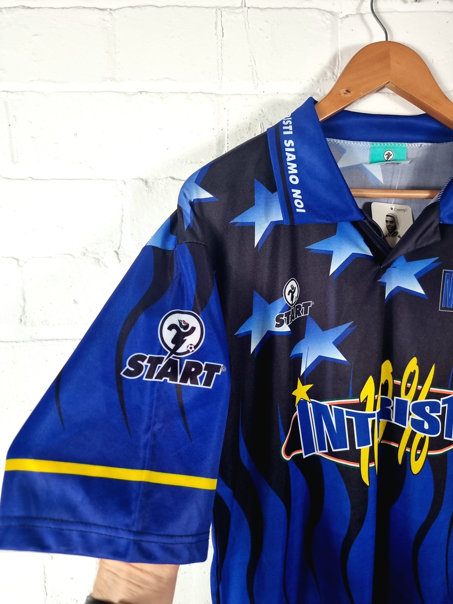 Start Inter Milan 1990s Interista Graphic Print Bootleg Football Shirt Large