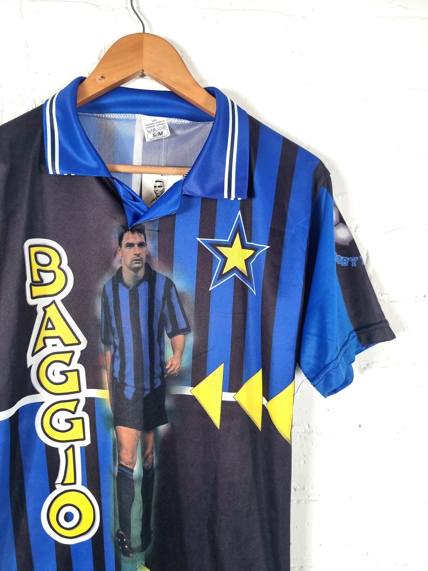 Inter Milan 1998/99 Bootleg Roberto Baggio Graphic Print Football Shirt Small