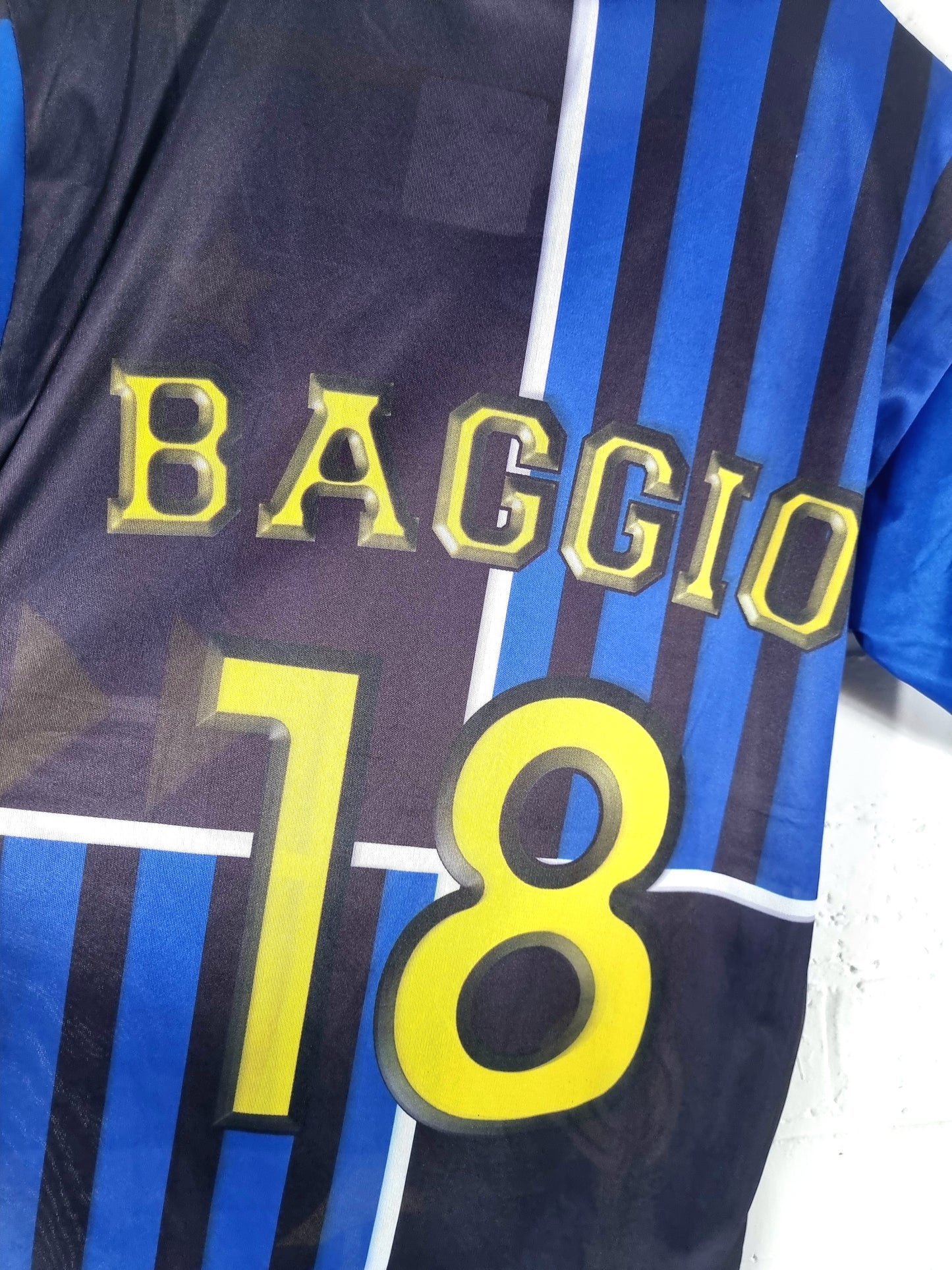 Inter Milan 1998/99 Bootleg Roberto Baggio Graphic Print Football Shirt Small