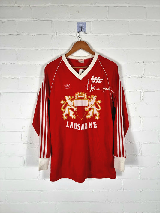Adidas Lausanne HC 1980/1981 'Bruguier 17' Long Sleeve Ice Hockey Home Shirt Large