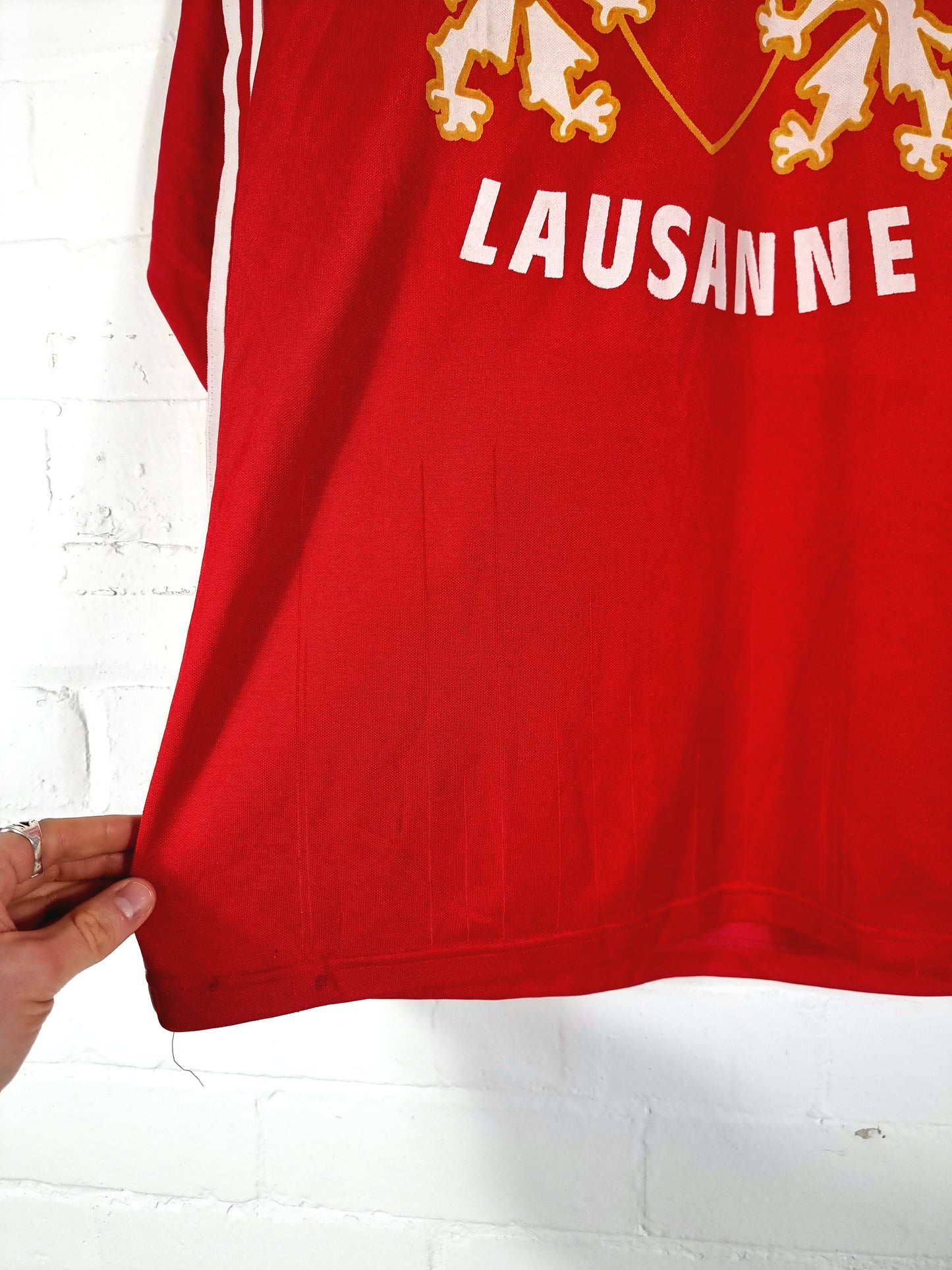 Adidas Lausanne HC 1980/1981 'Bruguier 17' Long Sleeve Ice Hockey Home Shirt Large