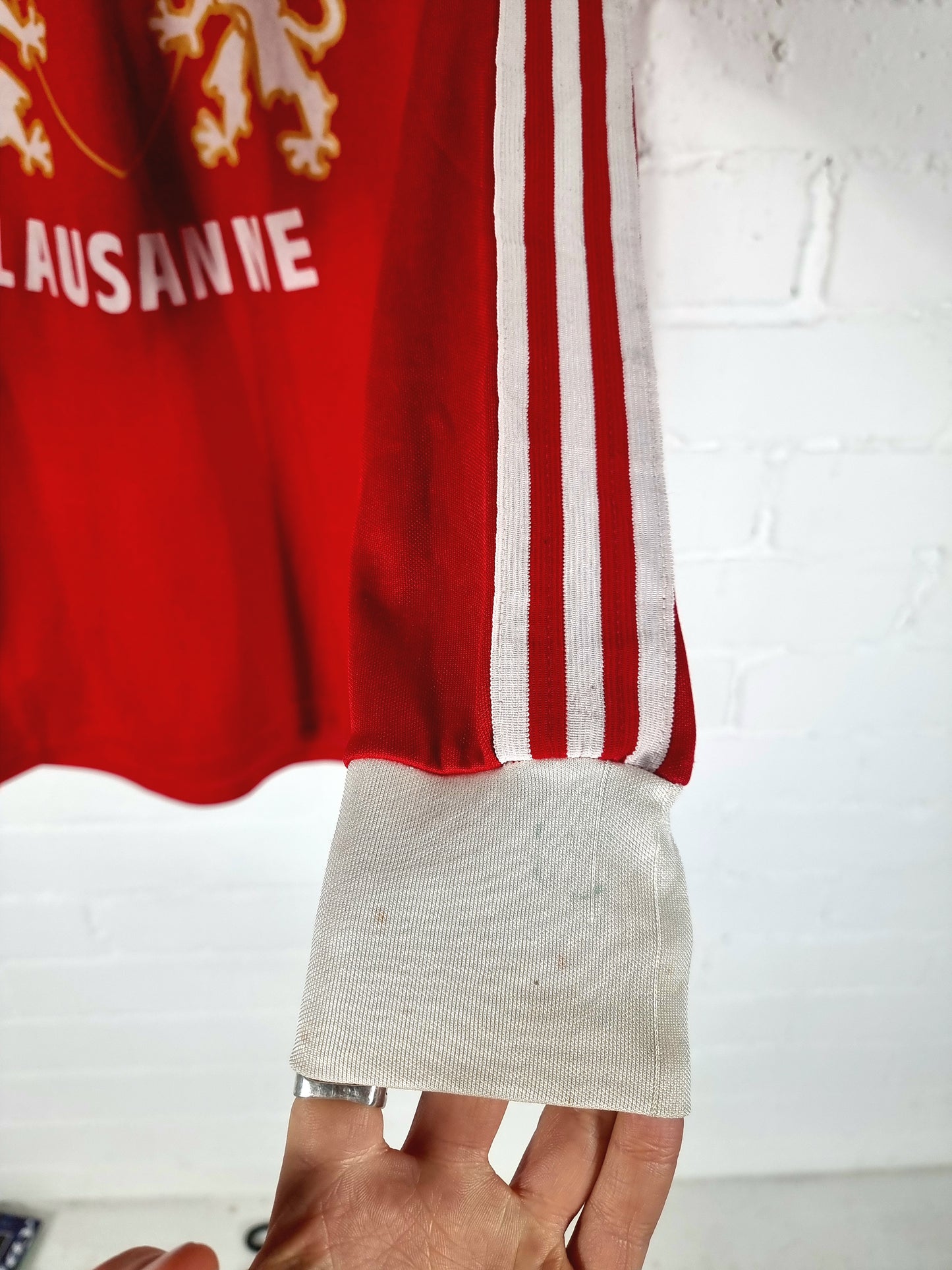 Adidas Lausanne HC 1980/1981 'Bruguier 17' Long Sleeve Ice Hockey Home Shirt Large