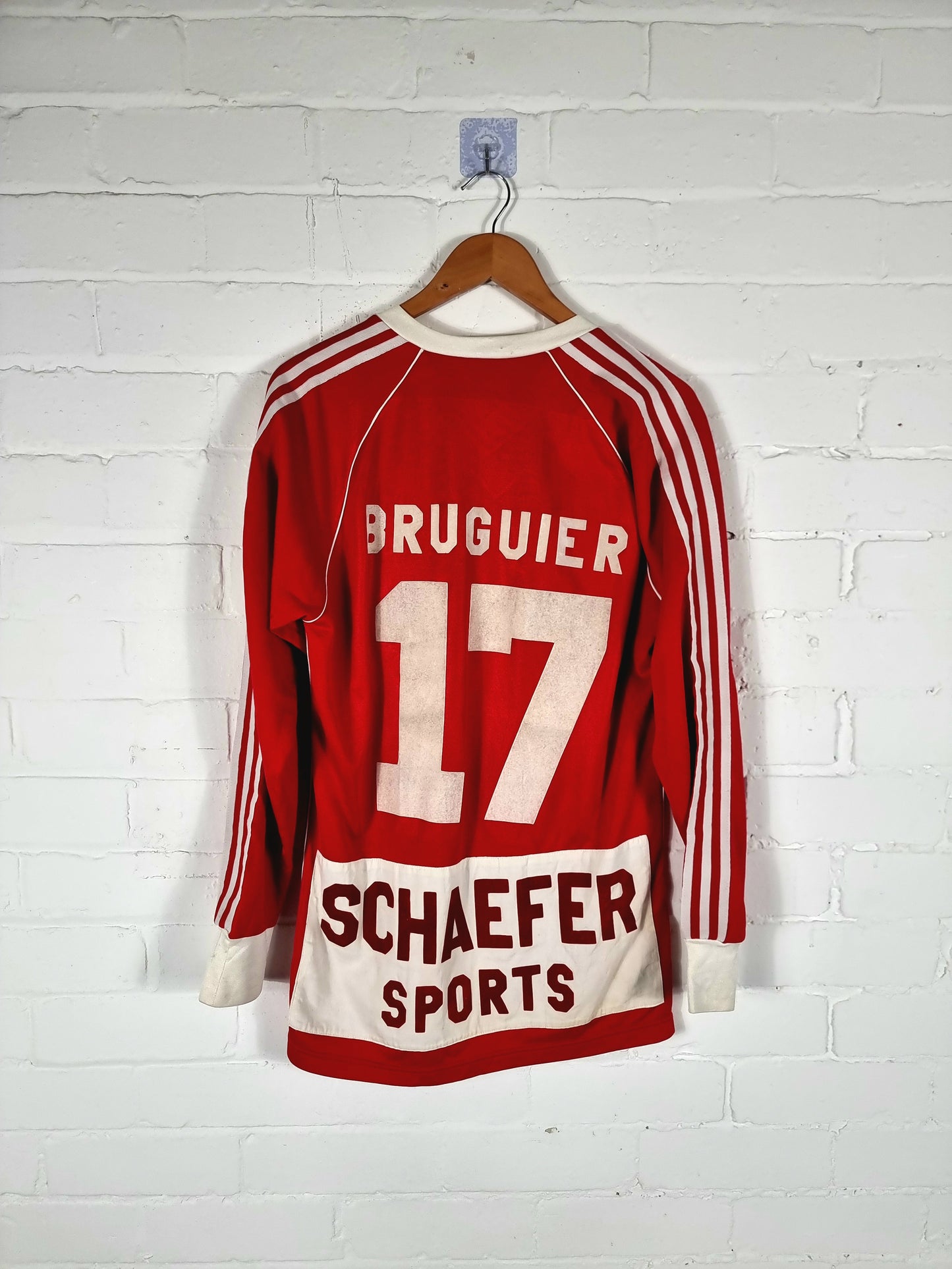 Adidas Lausanne HC 1980/1981 'Bruguier 17' Long Sleeve Ice Hockey Home Shirt Large