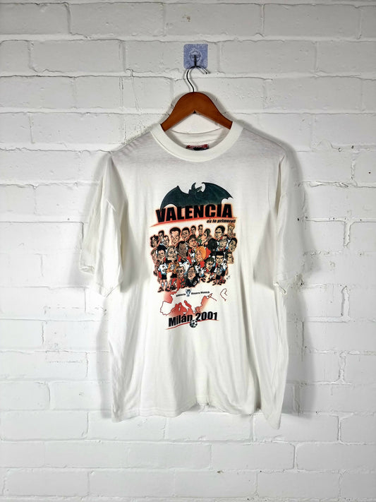 Support Valencia 2001 Champions League Final Cotton Graphic T-shirt XL