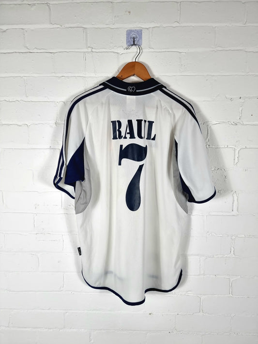 Adidas Real Madrid 2000/01 'Raul 7' Signed Home Shirt Large
