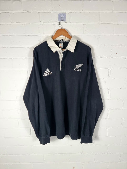 Adidas New Zealand All Blacks 1999 Long Sleeve Rugby Home Shirt XL