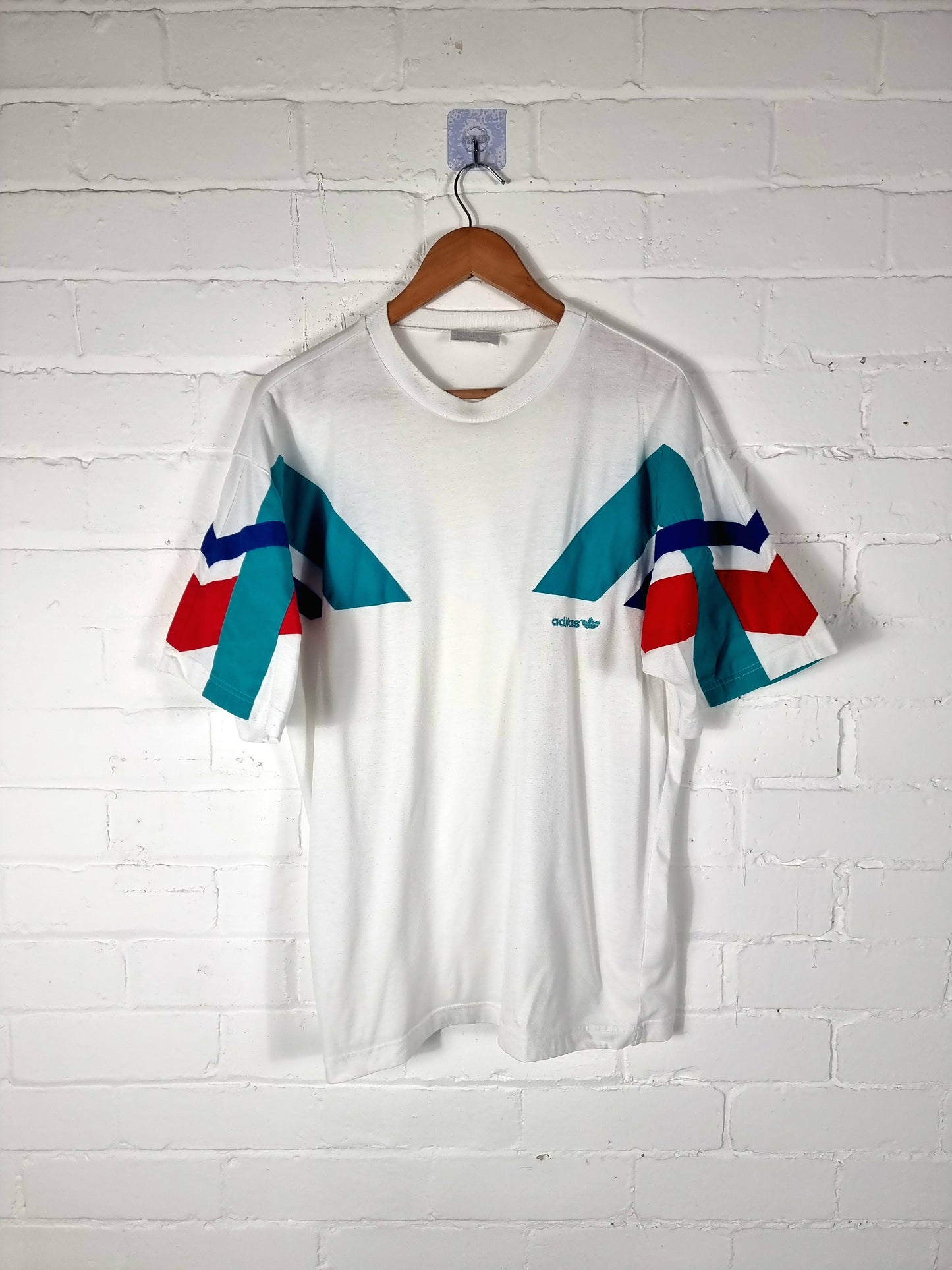 Adidas 1990s Block Colour Cotton T-Shirt Medium