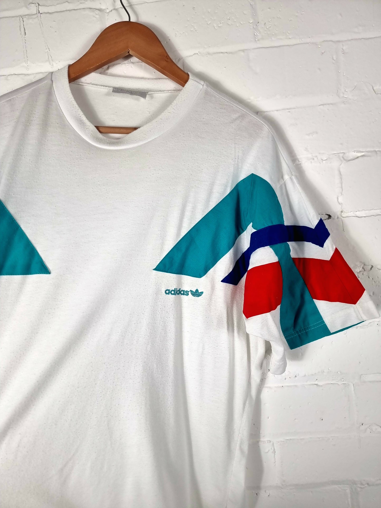 Adidas 1990s Block Colour Cotton T-Shirt Medium