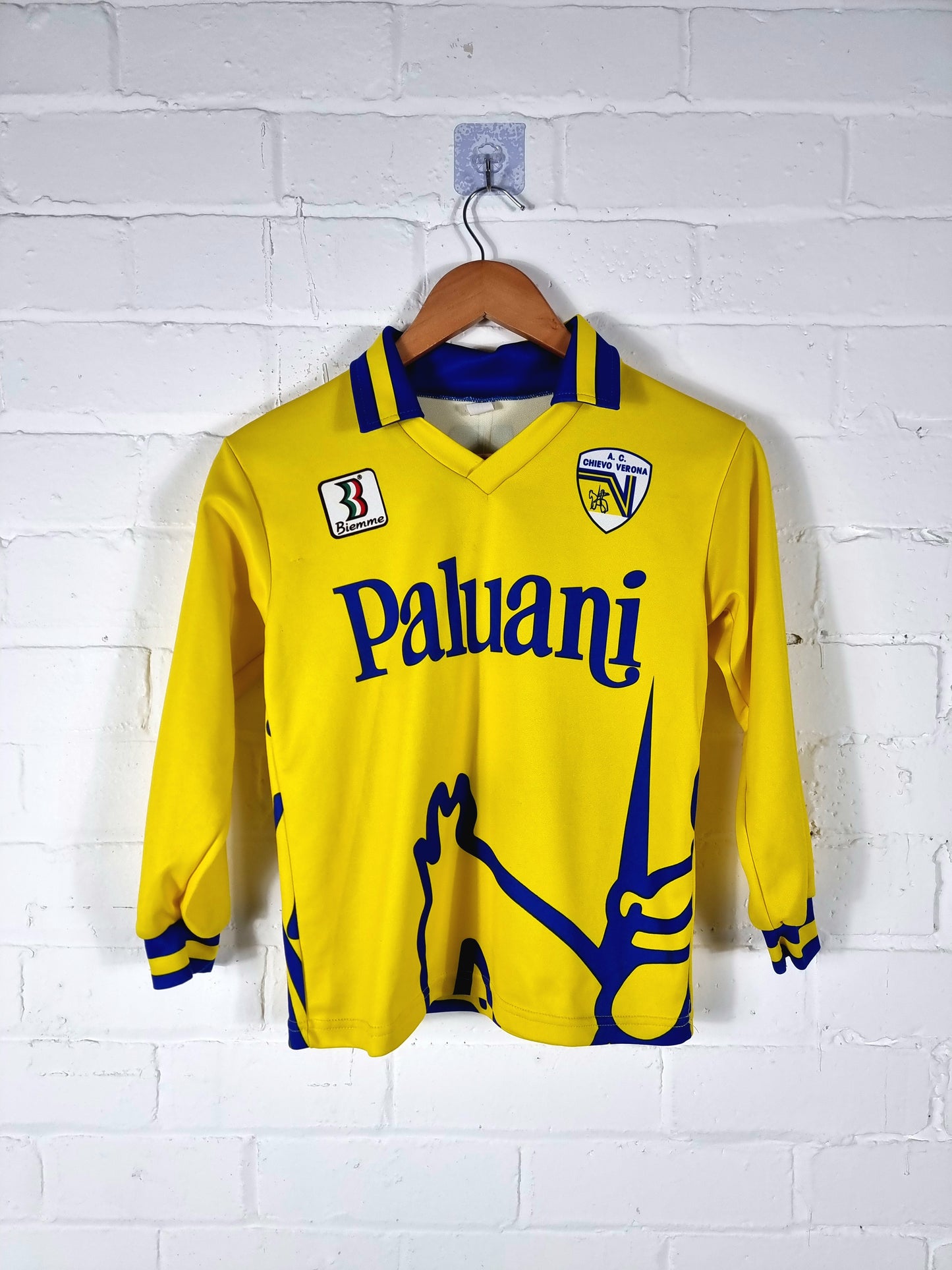 Biemme Chievo Verona 1995/96 'Zamboni 25' Long Sleeve Home Shirt Youth Large
