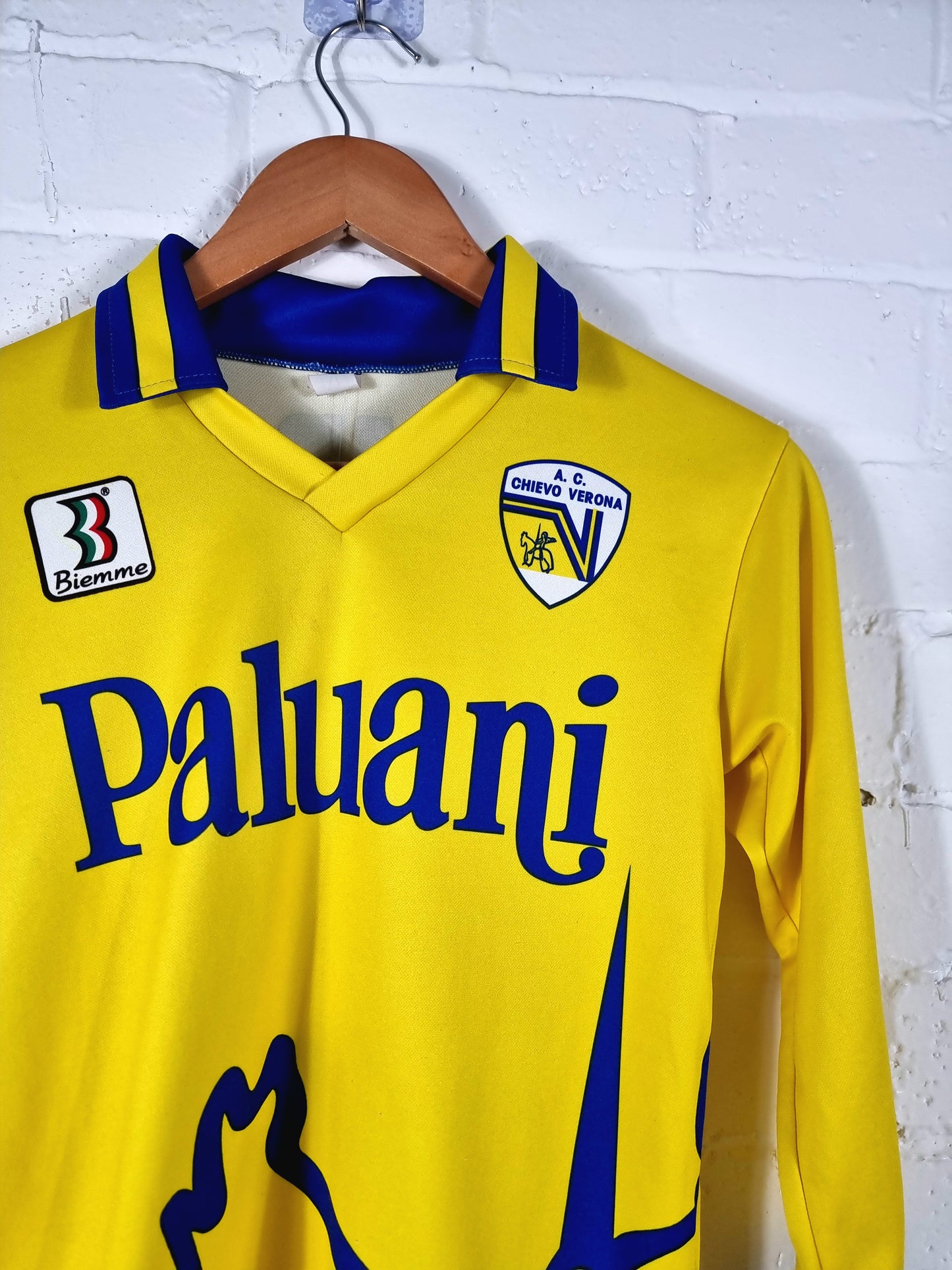 Biemme Chievo Verona 1995/96 'Zamboni 25' Long Sleeve Home Shirt Youth Large
