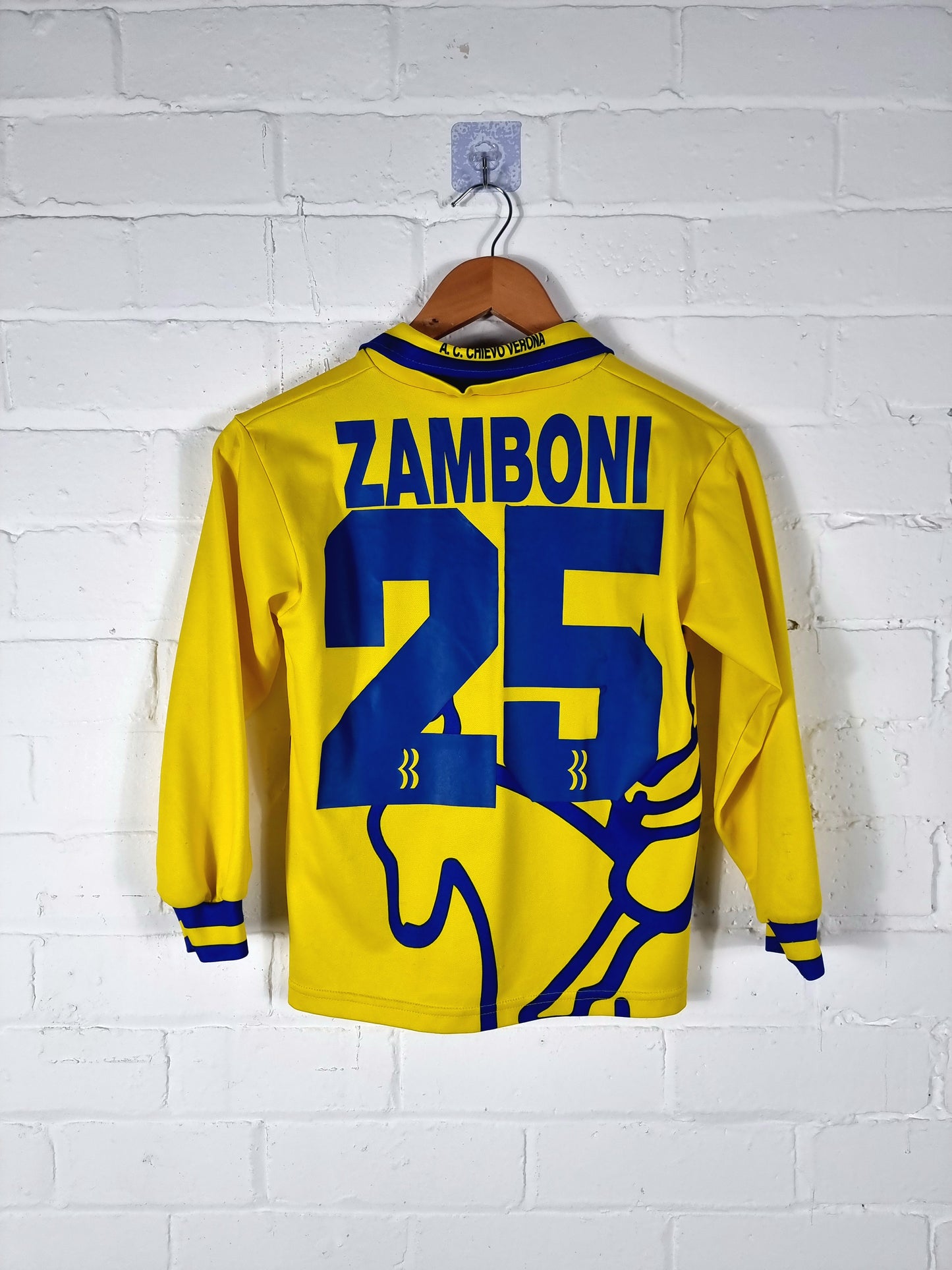 Biemme Chievo Verona 1995/96 'Zamboni 25' Long Sleeve Home Shirt Youth Large