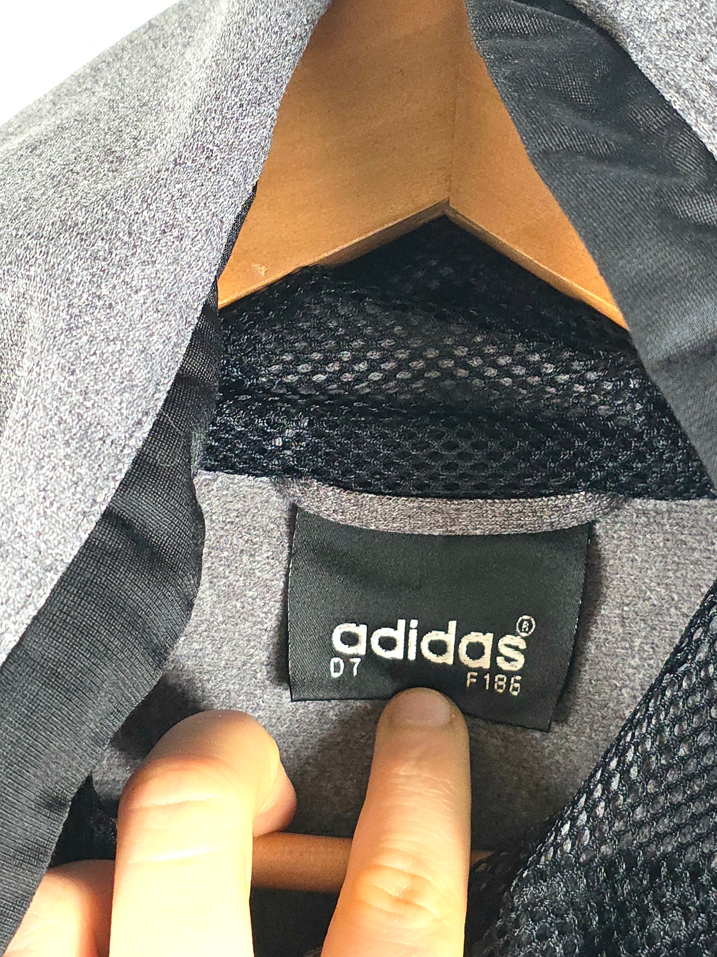 Adidas 1990s Vintage Grey Hooded Track Jacket Large