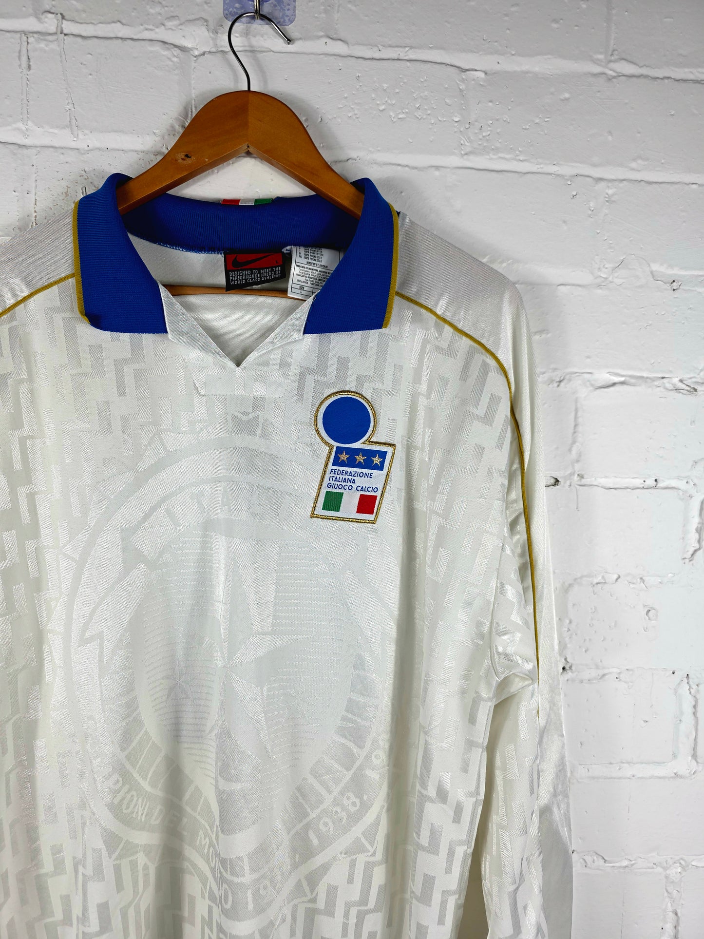 Nike Italy 1995/96 Long Sleeve Match Issue Away Shirt Large
