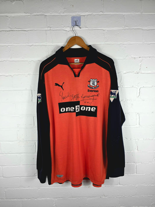 Puma Everton 2001/02 'Gascoigne 18' Signed Long Sleeve Third Shirt XL