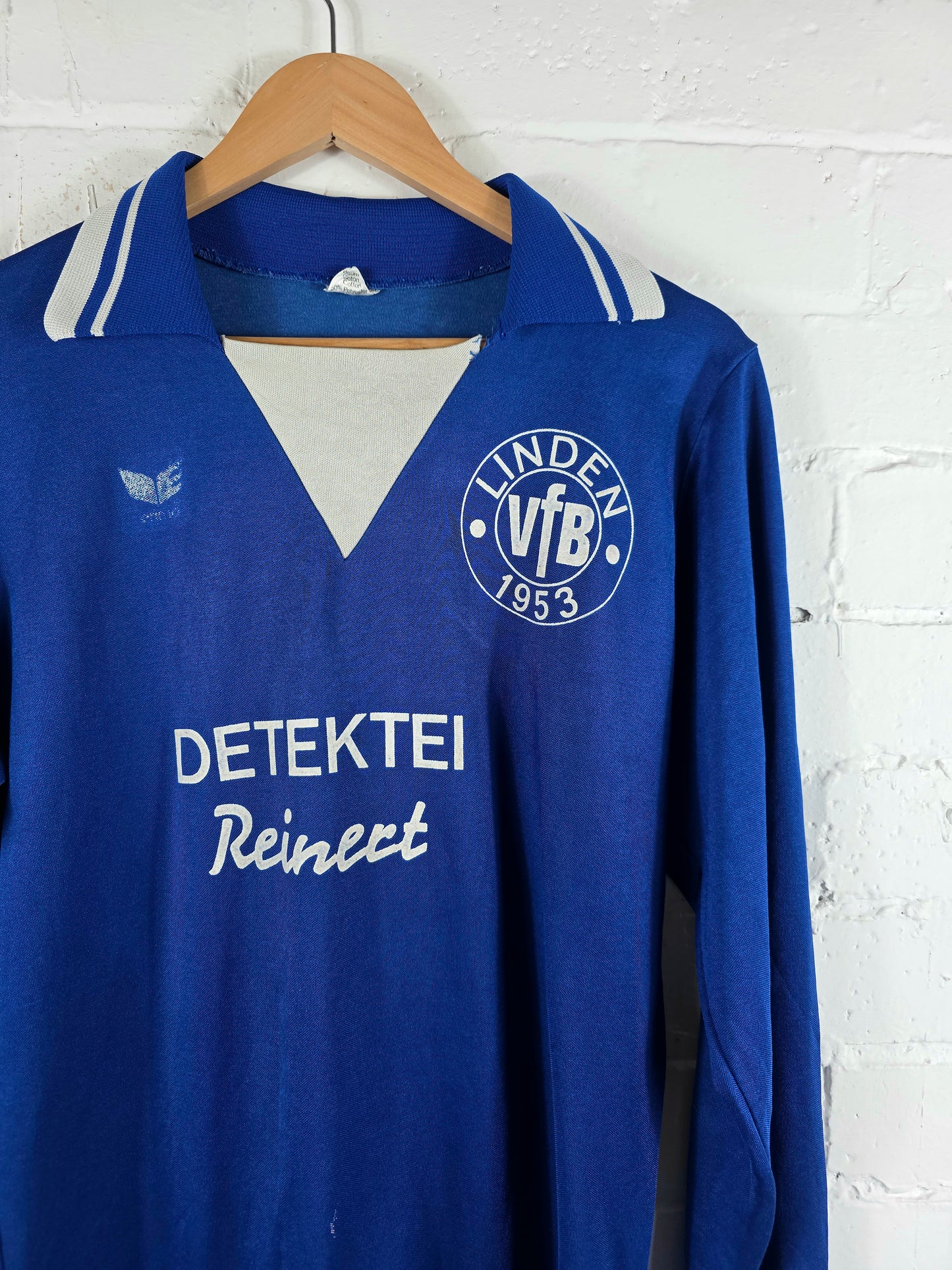 Erima VFB Linden 1953 1980s Long Sleeve Home Football Shirt Large