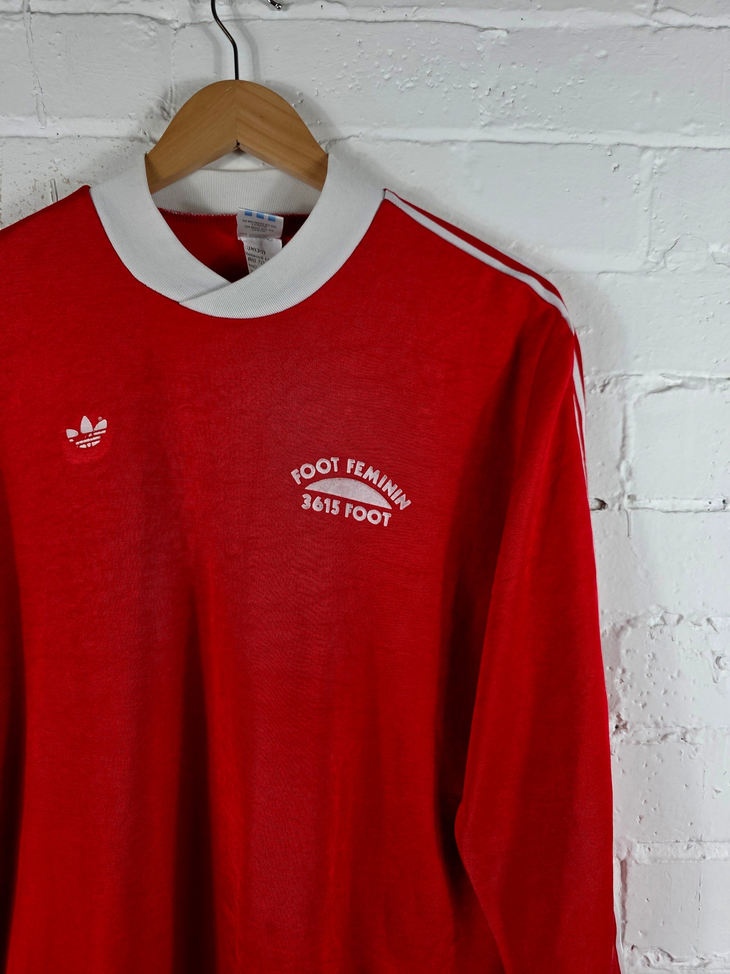 Adidas Foot Feminin 3615 Foot 1980s Vintage Long Sleeve Football Shirt Large