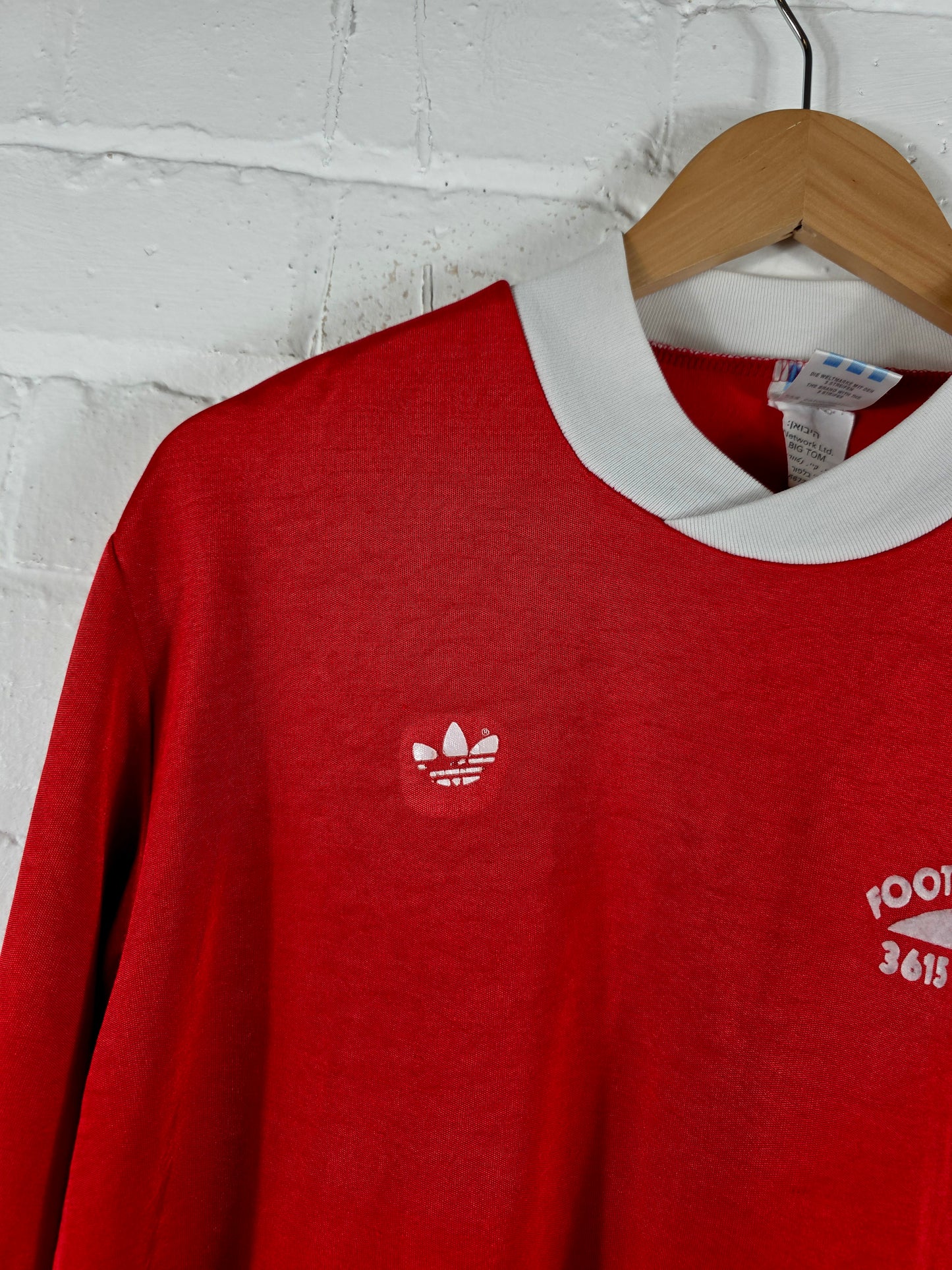 Adidas Foot Feminin 3615 Foot 1980s Vintage Long Sleeve Football Shirt Large
