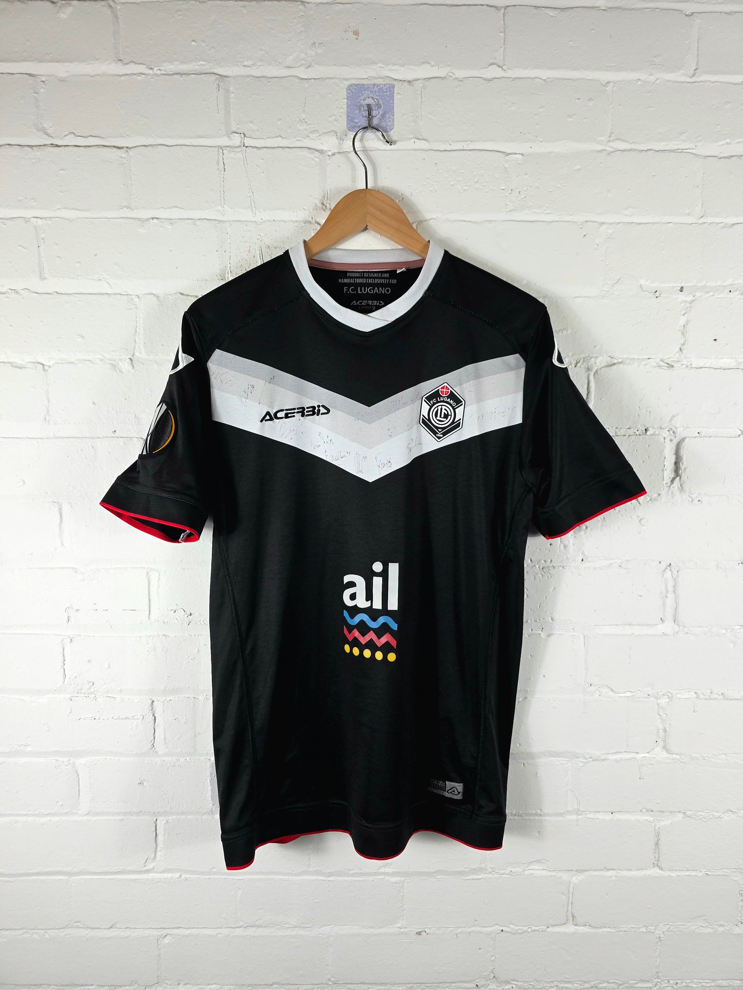 Acerbis FC Lugano 2017/18 'Bottani 10' Signed Match Issue Europa League Home Shirt Large