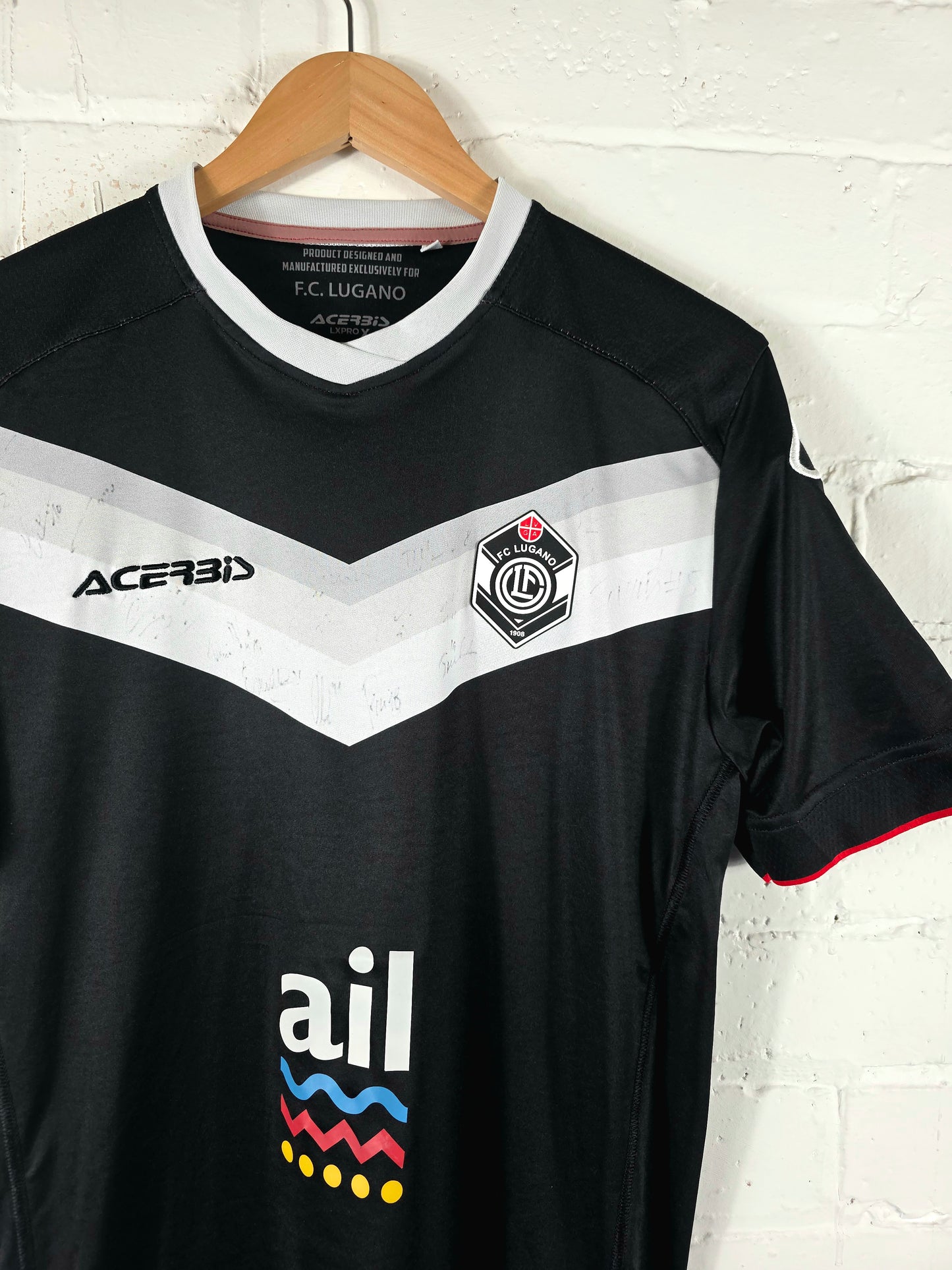 Acerbis FC Lugano 2017/18 'Bottani 10' Signed Match Issue Europa League Home Shirt Large