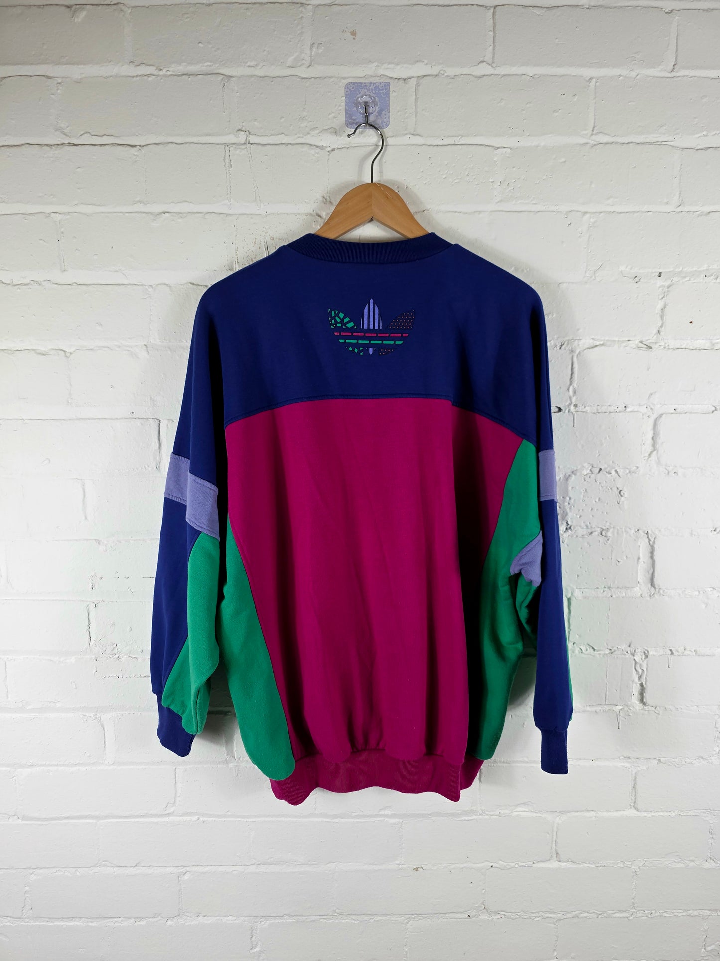 Adidas 1990s Vintage Block Colour Spellout Sweatshirt Large