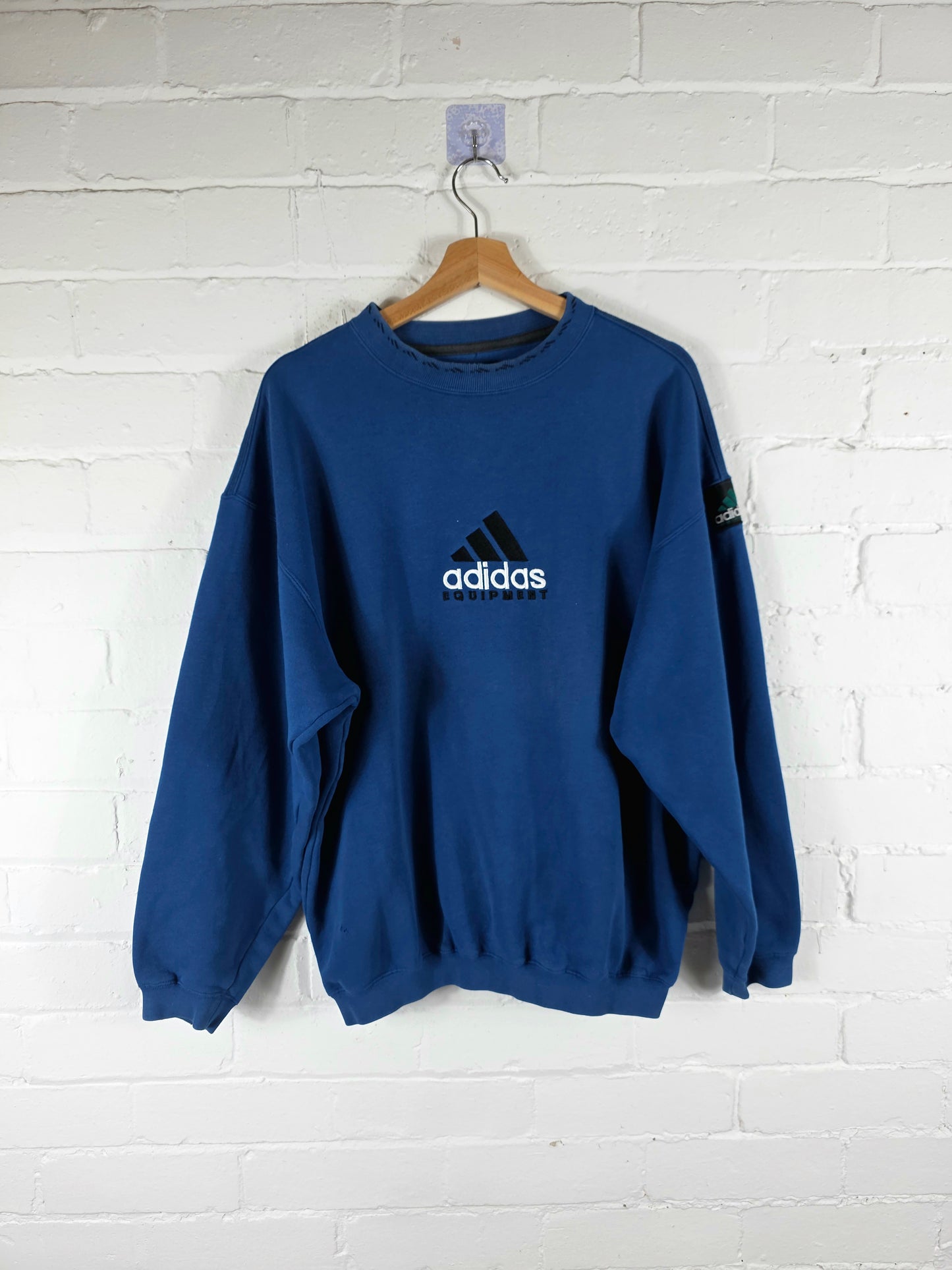 Adidas Equipment 1990s Navy Spellout Sweatshirt Medium