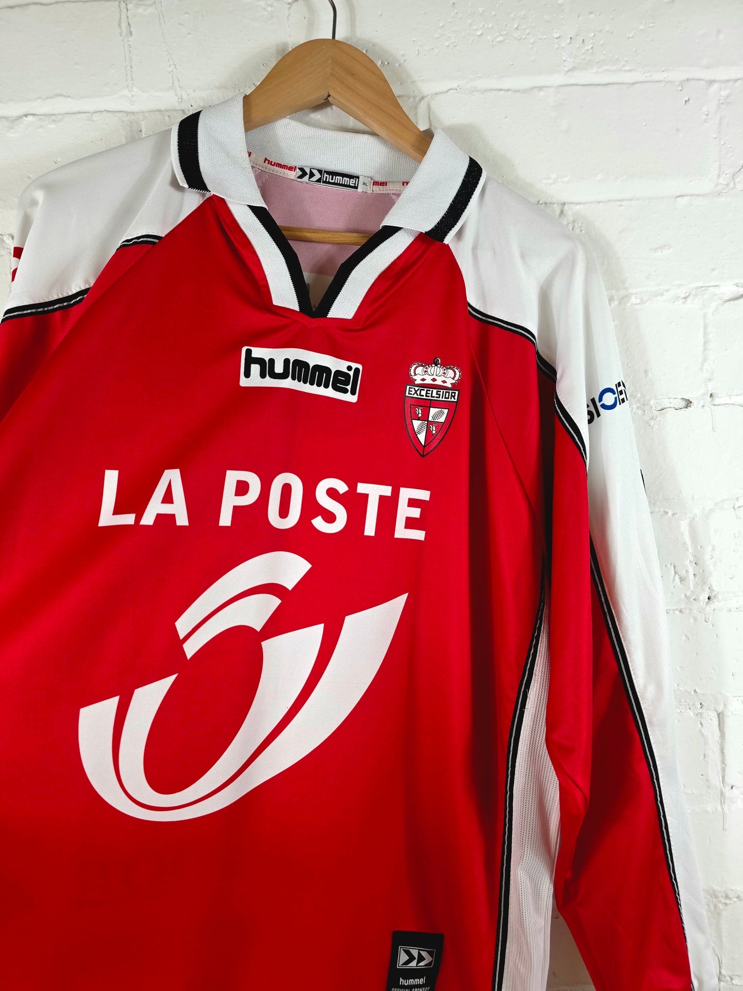 Hummel Excelsior Mouscron 2001/2003 '11 (Ban)' Long Sleeve Match Issue Home Shirt XL