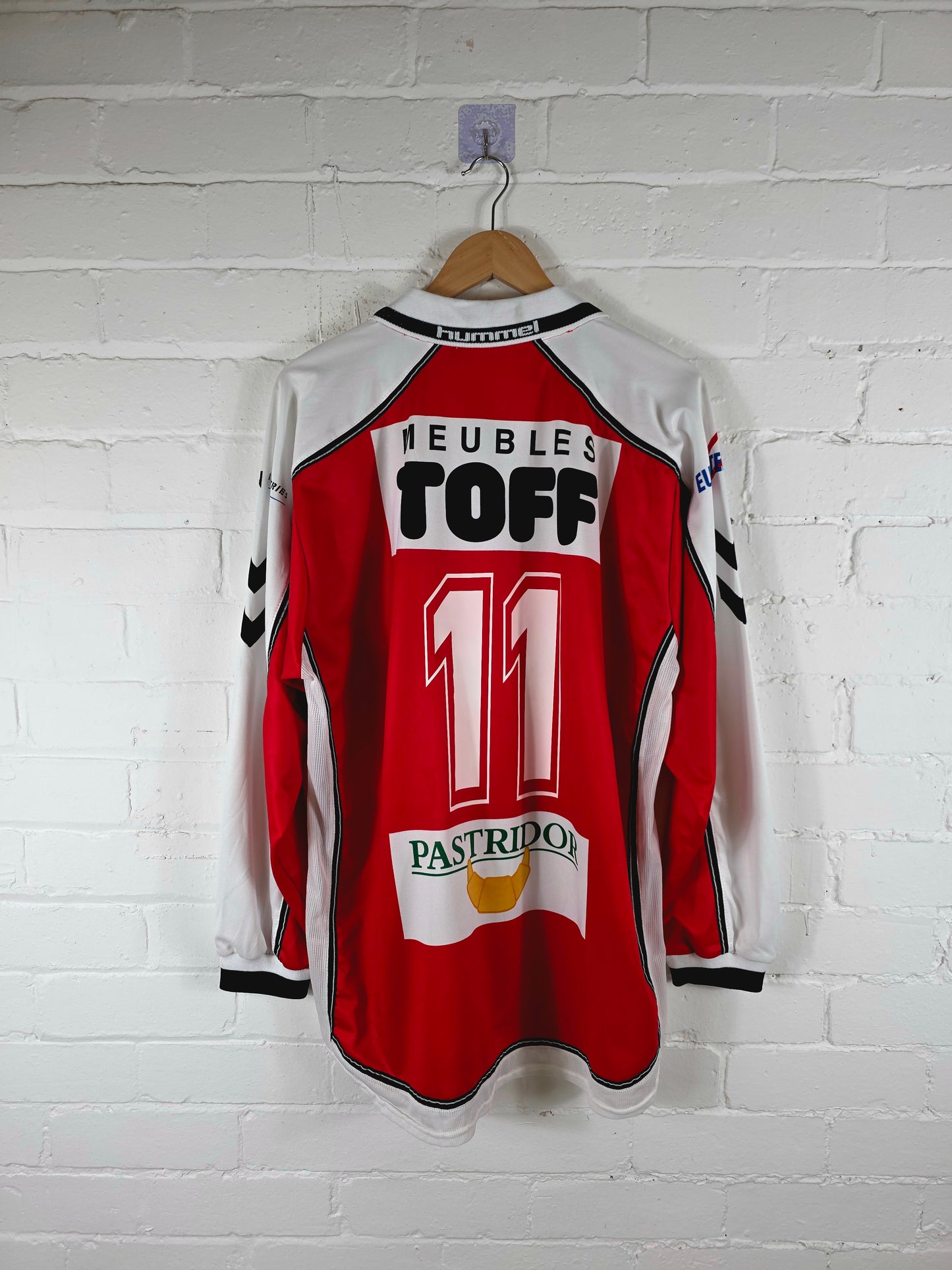 Hummel Excelsior Mouscron 2001/2003 '11 (Ban)' Long Sleeve Match Issue Home Shirt XL