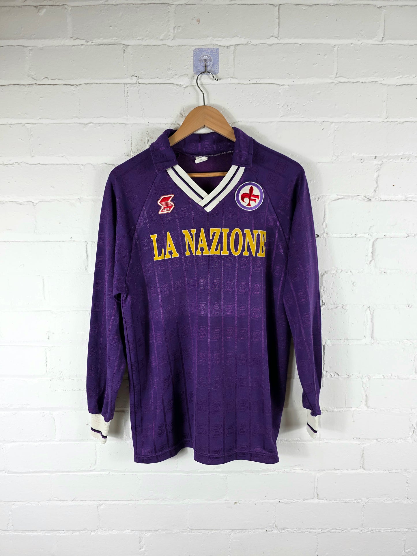 ABM Fiorentina 1990/91 Long Sleeve Home Shirt Large