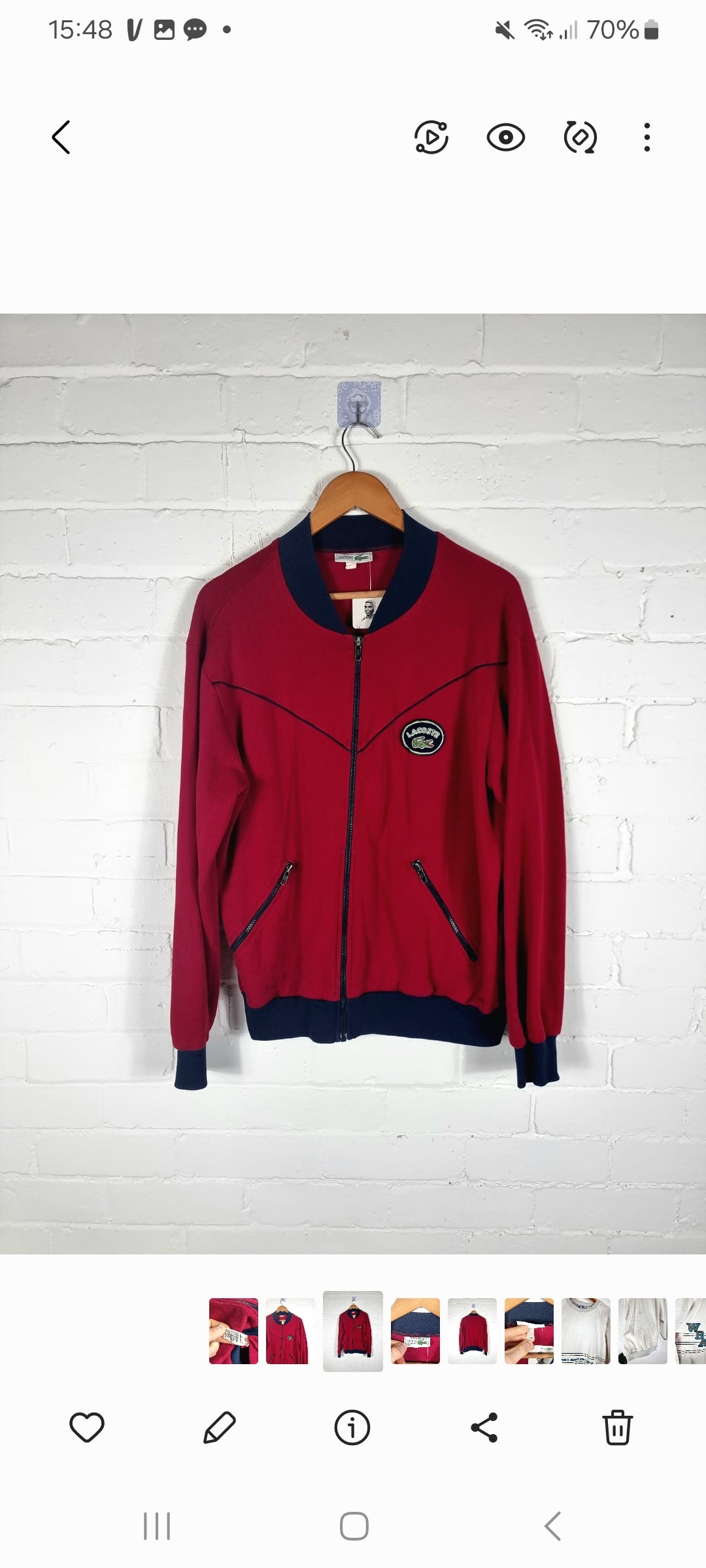 Chemise Lacoste 1980s Track Jacket Large