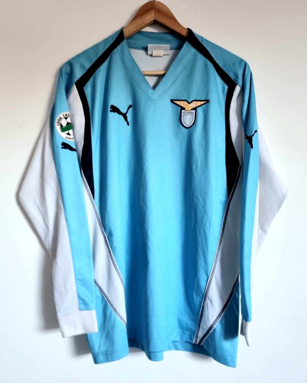 Puma Lazio 04/05 'Muzzi 11' Player Issue Long Sleeve Home Shirt Medium / Large