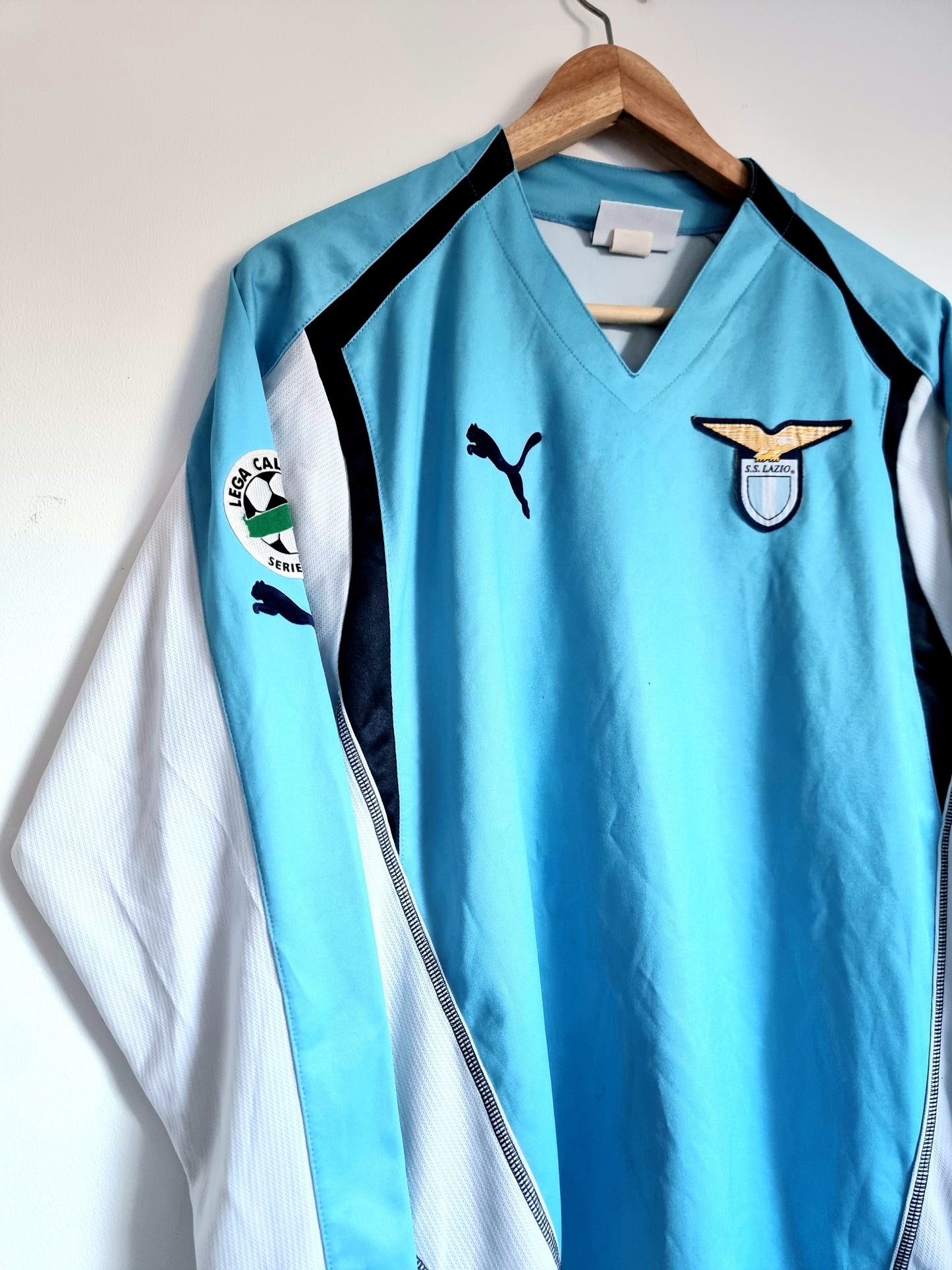 Puma Lazio 04/05 'Muzzi 11' Player Issue Long Sleeve Home Shirt Medium / Large