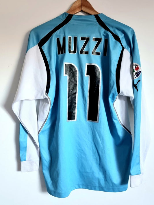 Puma Lazio 04/05 'Muzzi 11' Player Issue Long Sleeve Home Shirt Medium / Large