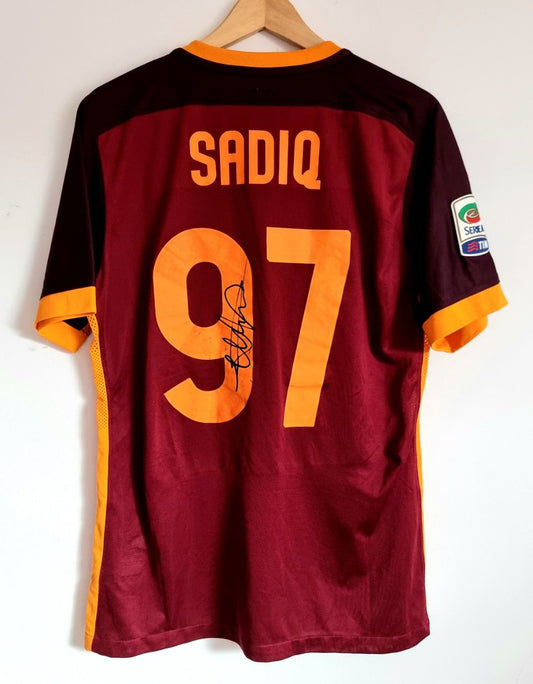 Nike Roma 15/16 'Sadiq 97' Player Issue Signed Home Shirt Large