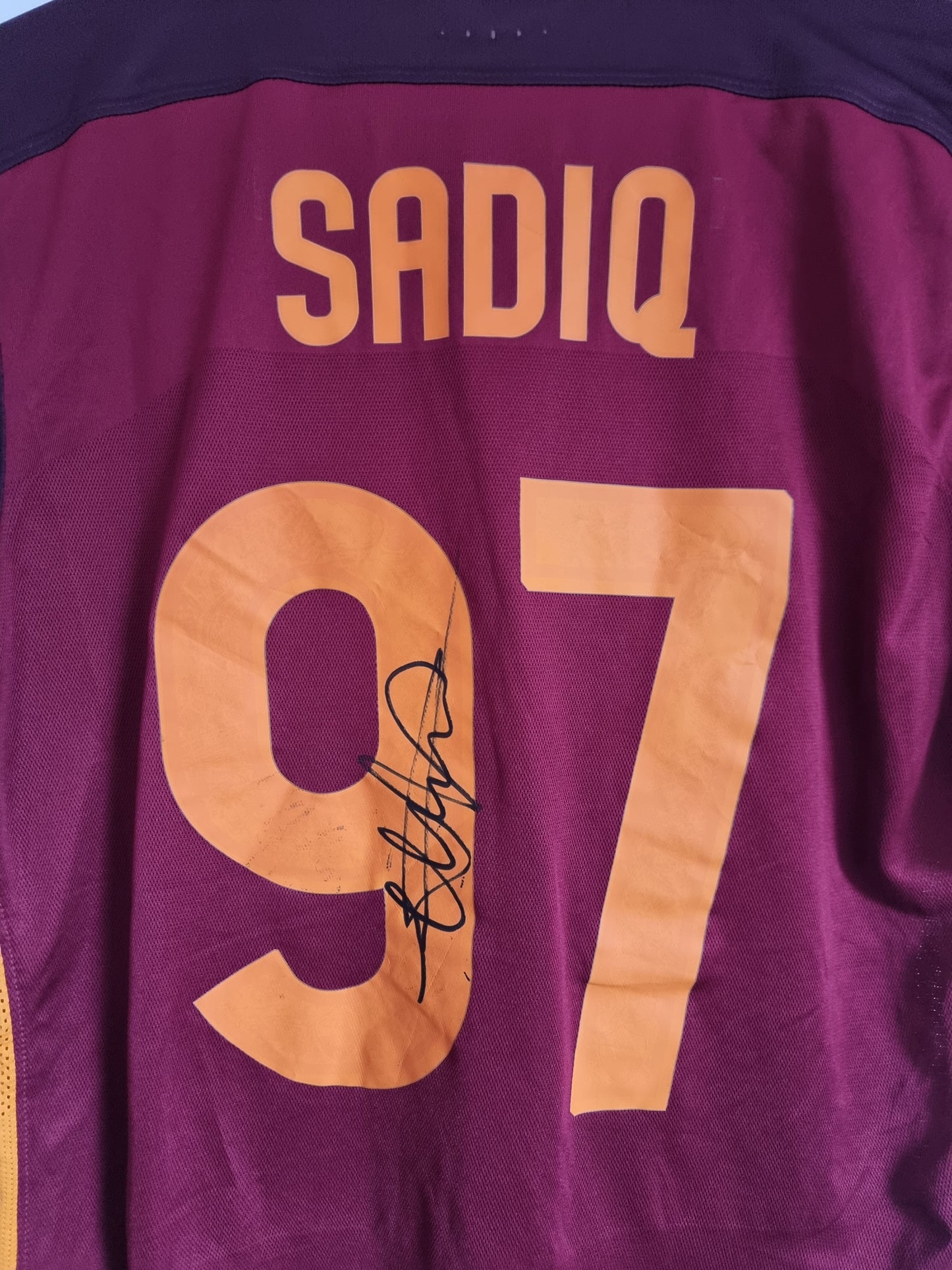 Nike Roma 15/16 'Sadiq 97' Player Issue Signed Home Shirt Large