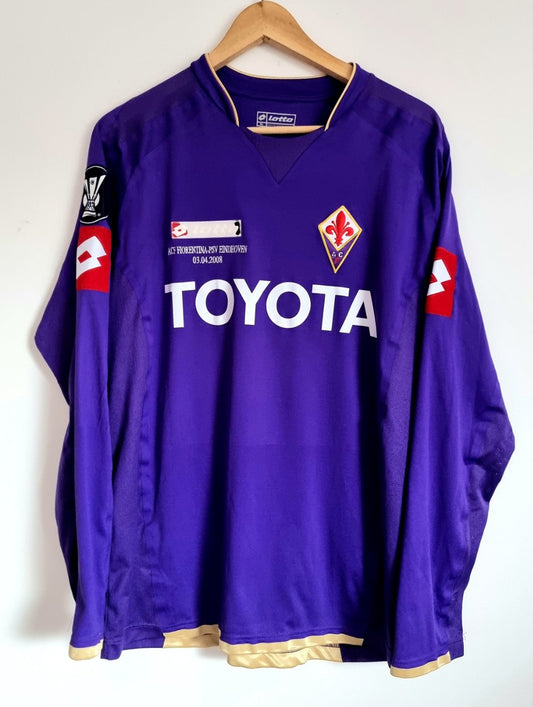 Lotto Fiorentina 07/08 Player Issue Signed 'Gobbi 19' Long Sleeve European Home Shirt XL