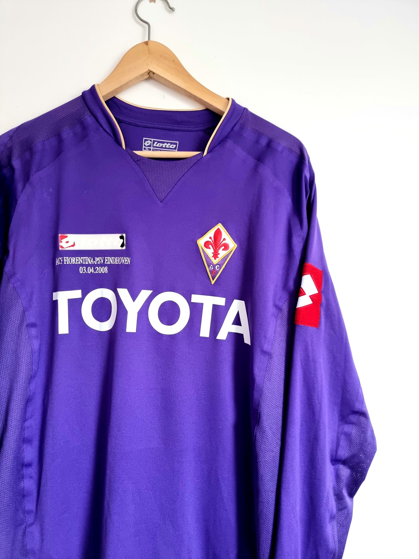 Lotto Fiorentina 07/08 Player Issue Signed 'Gobbi 19' Long Sleeve European Home Shirt XL