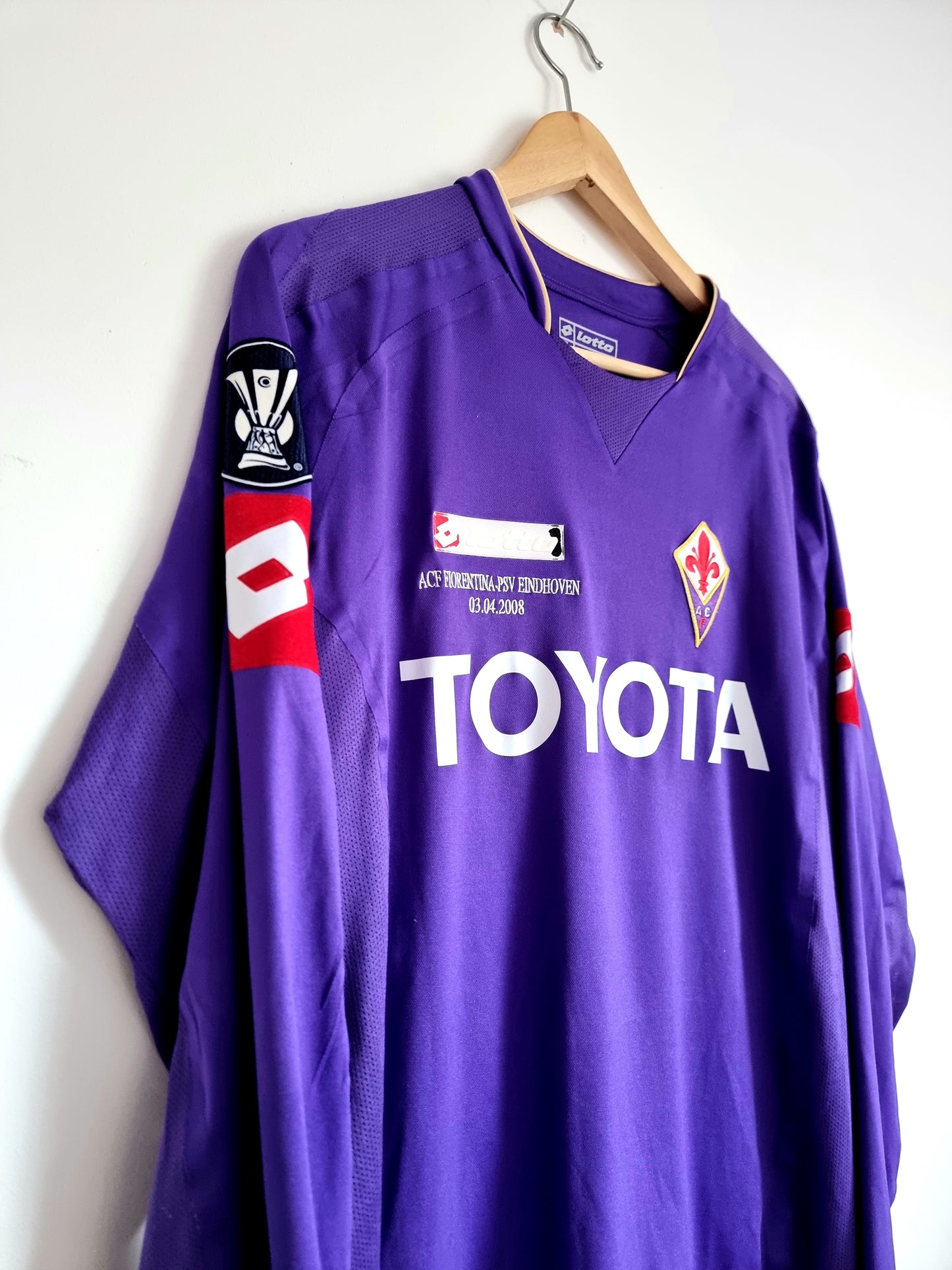 Lotto Fiorentina 07/08 Player Issue Signed 'Gobbi 19' Long Sleeve European Home Shirt XL