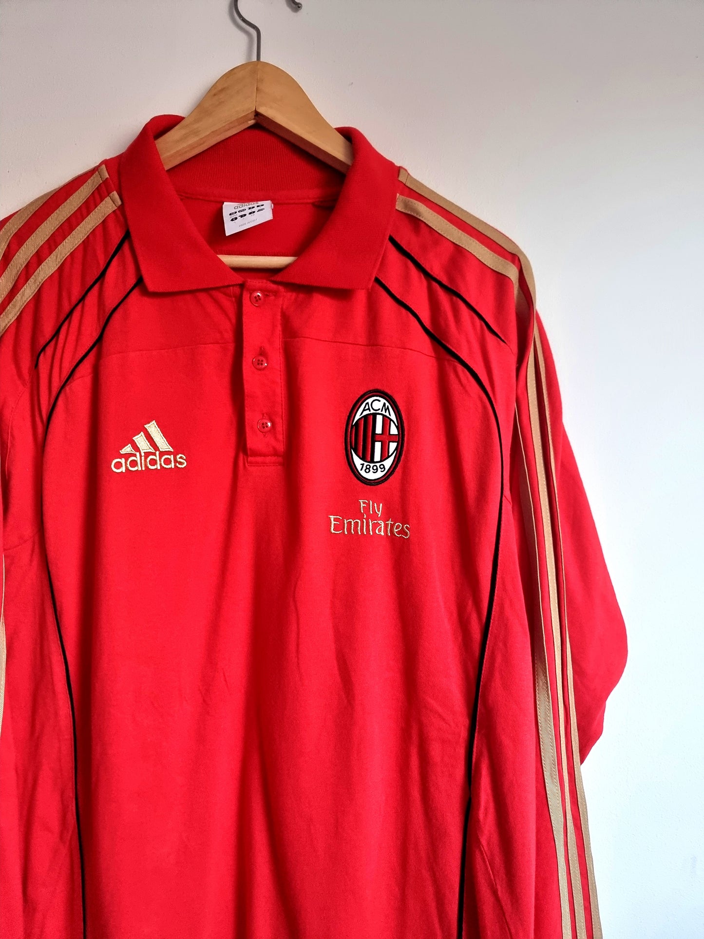 Adidas AC Milan Long Sleeve Training Polo Shirt Large