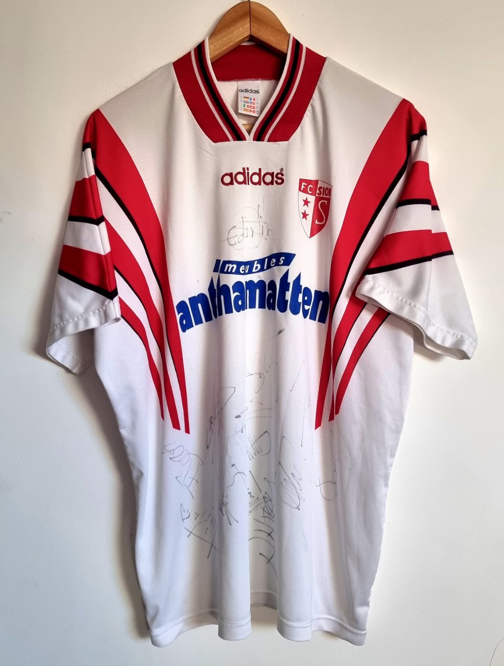 Adidas FC Sion 96/97 Signed Home Shirt Large