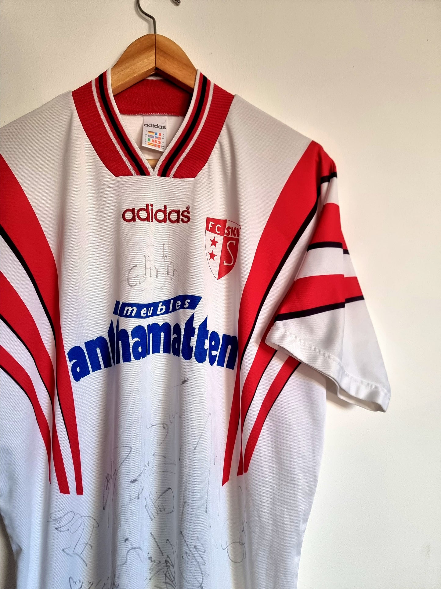 Adidas FC Sion 96/97 Signed Home Shirt Large